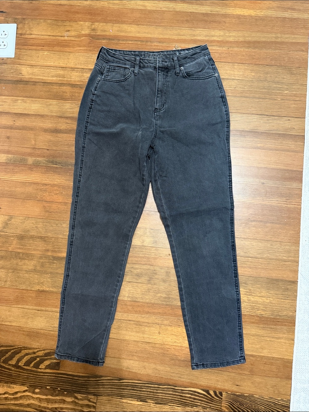 Arizona Jean Company High-Rise Washed Black Mom Jeans